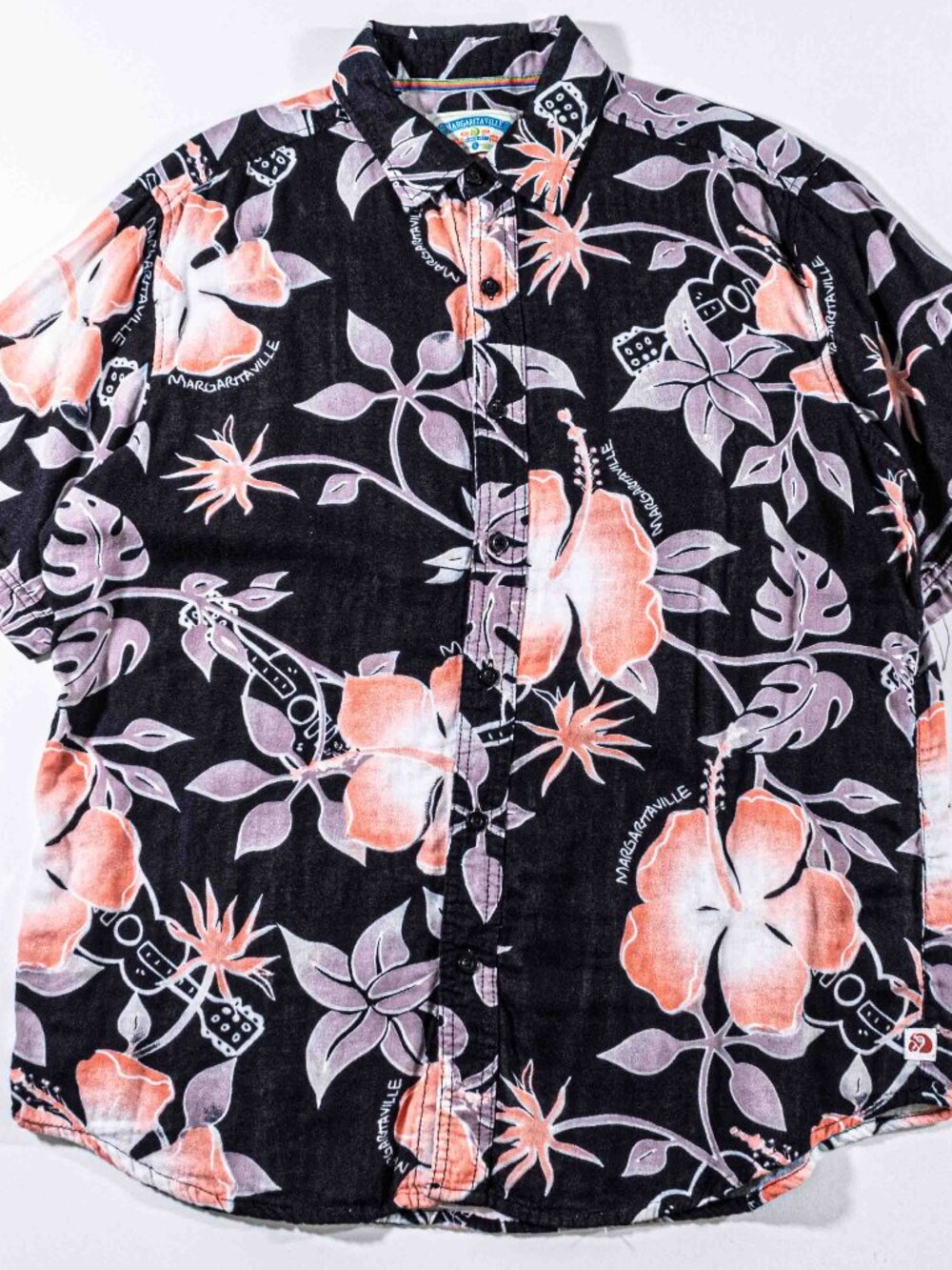 Margaritaville Floral Hawaiian Shirt Mens Large Y2K Retro Resort Cabana Camp